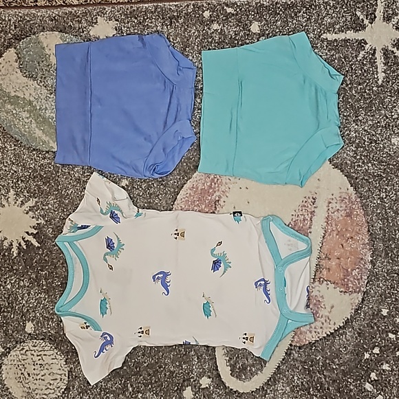 Kyte Baby 0-3 Months Dragon Bodysuit, Periwinkle, and Robin Bummies Bundle - Picture 1 of 2